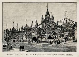 Jubilee Festival Corn Palace at Sioux City, Iowa, United States. - Antique View from 1887