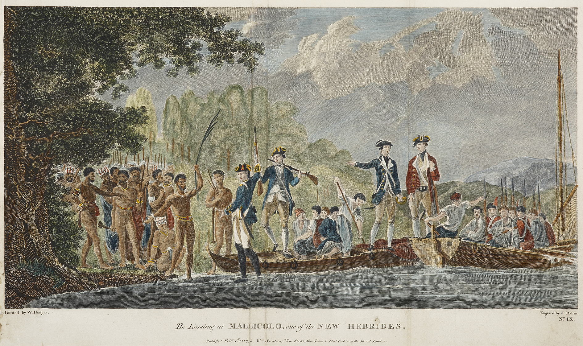The Landing at Mallicolo, one of the New Hebrides. - Antique View from 1777