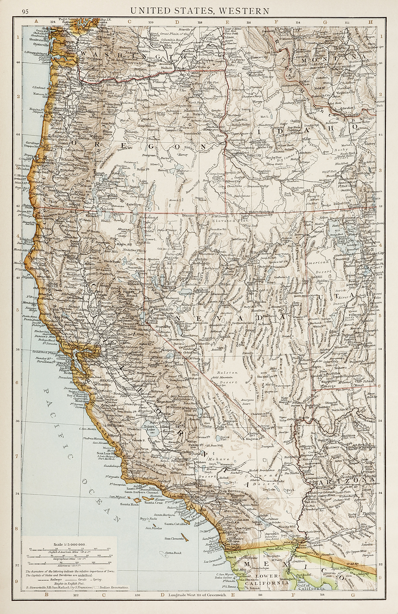 United States, Western - Antique Map from 1895