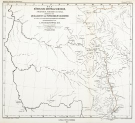 Das nordliche Central-Sibirien, zwischen Jenissei und Lena, umfassend das Quellgebiet der Tunguska, Wiluiolenek : nach den astronomischen & topographischen Aufnahmen und Erkundigungen von A. Tschekanowski 1876.