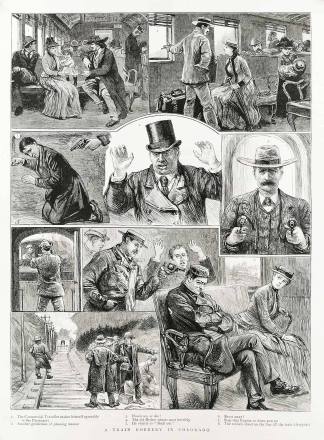 A train robbery in Colorado. - Antique View from 1891
