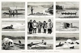 Sport and Travel in Hudson's Bay, North America. - Antique View from 1879
