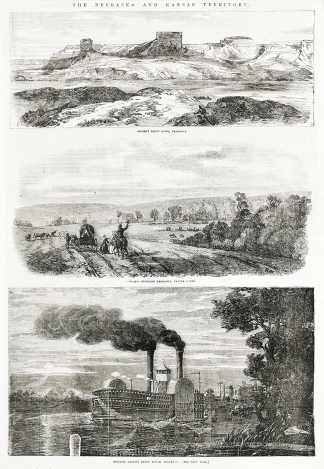 The Nebraska and Kansas Territory. - Antique View from 1856