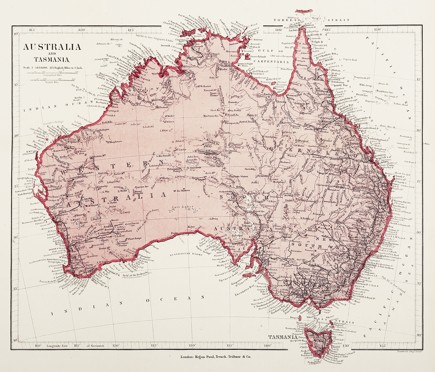 Australia and Tasmania - Antique Map from 1900