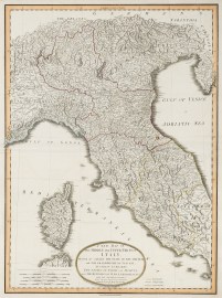 A new map of the middle and upper parts of Italy, wherein are included the State of the Church, the Grand Duchy of Tuscany; Austrian Lombardy; the states of Parma and Modena, and the republics of Venice, Genoa, Lucca &ca. with the island of Corsica. Drawn with many improvements and additions, from the general map of D'Anville &c. &c.