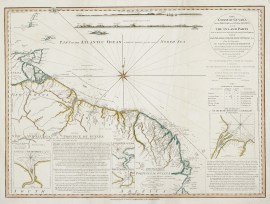 The coast of Guyana from the Oroonoko to the River of Amazons and inland parts as far as they have been explored by the French & Dutch engineers, with the islands of Barbadoes, Tobago &ca. From the observations of Captain Edward Thompson, made in the Hyaena, in the year 1781, when he commanded in the rivers Berbice, Essequebo and Demerari, and governed those colonies after their conquest from the Dutch.