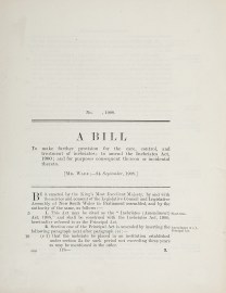 A Bill to make Provision for the care, Control, and Treatment......