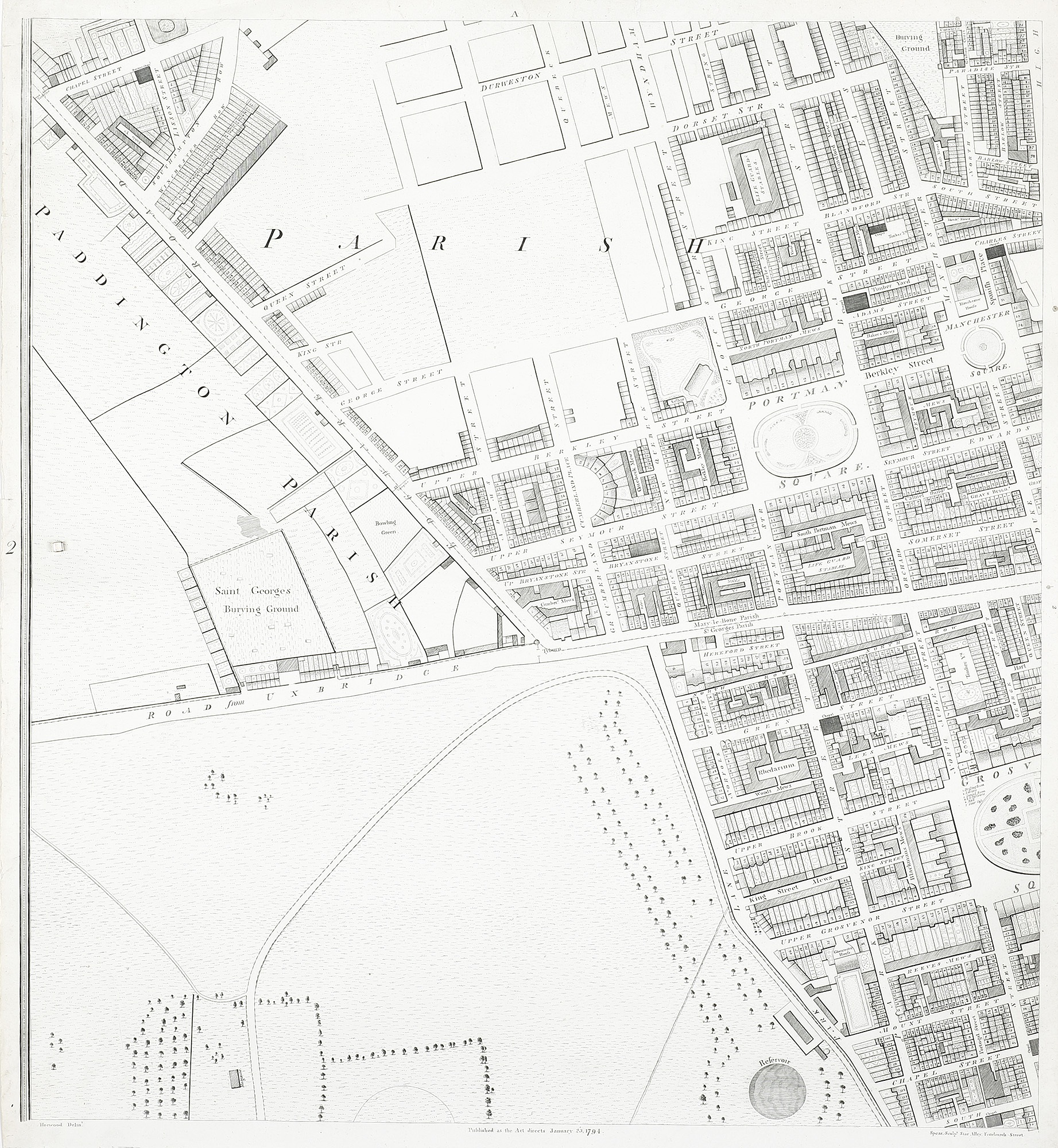 [London - Paddington Parish] - Antique Map from 1794