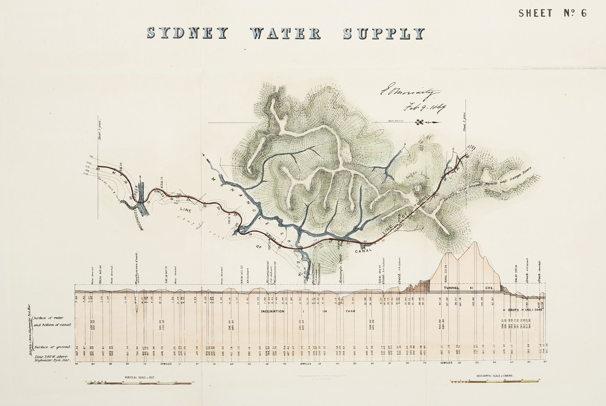 Sydney Water Supply Antique Print Map Room