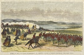 Scene at the Volunteer Encampment, at Campbell-Fields, on the Queen's Birthday-the Sham Fight.