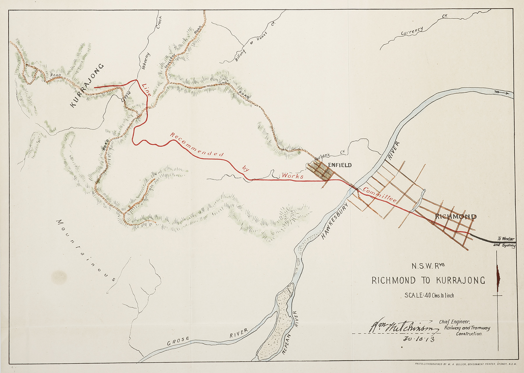 N.S.W. Rys. Richmond to Kurrajong Antique Print Map Room