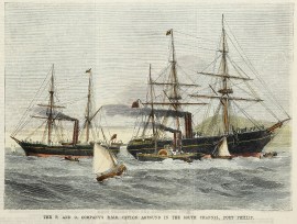 The P. and O. Company's R.M.S. Ceylon Aground in the South Channel, Port Phillip.