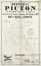 “Boonshill” Picton the Well Known Estate of T.A. Hilder Esq. for Sale on the Ground Saturday 14th. October 1893 TRAVEL BROCHURES & ADVERTISING "Boonshill" Picton the Well Known Estate of T.A. Hilder Esq. for Sale on the Ground Saturday 14th. October 1893