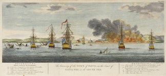 The Burning of the Town of Payta on the … South America