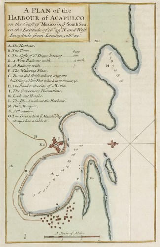 A Plan of the Harbour of Acapulco on the… Caribbean & Central America