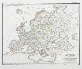 Europa zur Uebersicht der Flussgebiete und Hohenzuge...