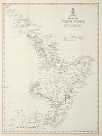 Map of the North Island, New Zealand.