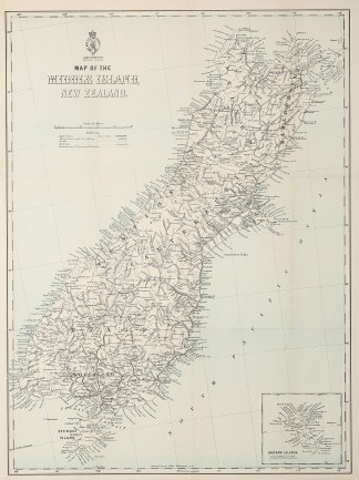 Map of the Middle Island, New Zealand. NEW ZEALAND