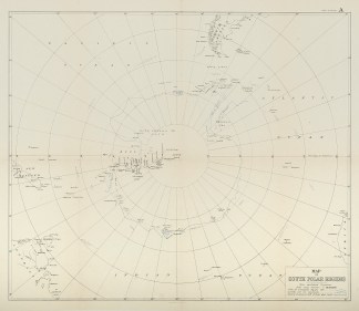 Map of South Polar Regions Antarctica, Southern Waters