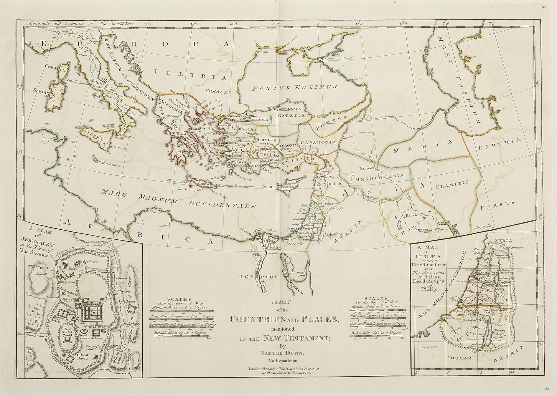 A Map of the Countries and Places, mentioned in the New Testament; by Samuel Dunn, Mathematician ...