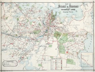 Map of Sydney & Suburbs Showing Tram… New South Wales