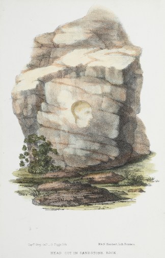 Head Cut in Sandstone Rock. First Nations History