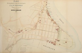 Plan Shewing Proposed Schemes for Extending the S.W. Railway to Water Frontage in North Brisbane 1878