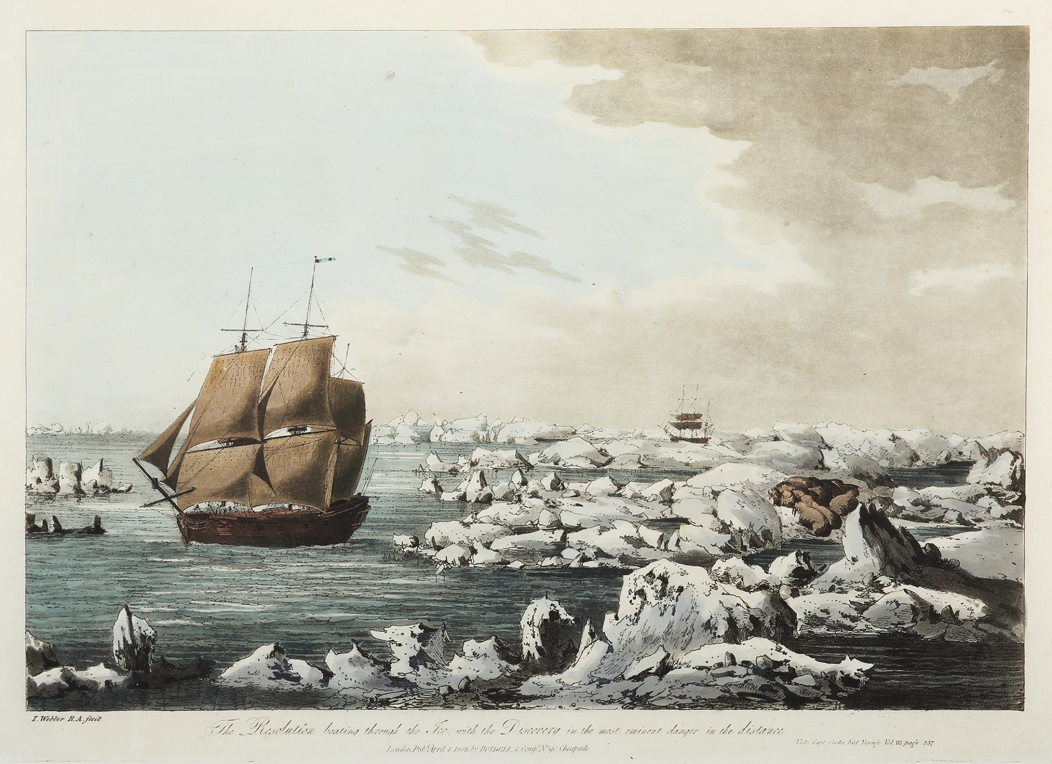 The Resolution beating through the ice, with the Discovery in the most ...