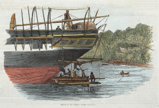 Stern of the Croesus Being Repaired. SHIPS & YACHTS