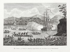 The Natives of Otaheite, attacking Captain Wallis, the first Discoverer of that Island