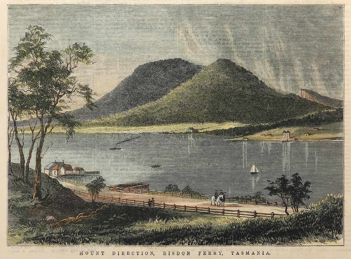 Mount Direction, Risdon Ferry, Tasmania. Tasmania Mount Direction, Risdon Ferry, Tasmania. - Antique View from 1878