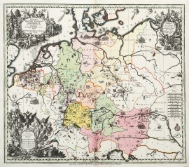 Historia Imperii Romano Germanici nec non finitimarum Regionum In Mappa exhibita, ac aeri incisa à Mattheo Seutter S. C. M. Geogr. Aug. Vindel.