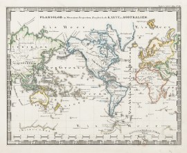 Planiglob in Mercators Projection. Zugleich als Karte v. Australien.