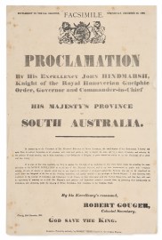 Facsimile. Proclamation By His Excellency John Hindmarsh, Knight of the Royal Hanoverian Guelphic Order, Governor and Commander-in-Chief of His Majesty's Province of South Australia.