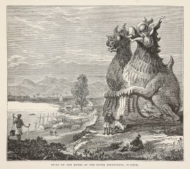 Idols on the Banks of the River Irrawaddy, Burmah. Myanmar (Burma)