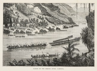 Barges on the Mekong River, Cambodia. TOPOGRAPHICAL VIEWS